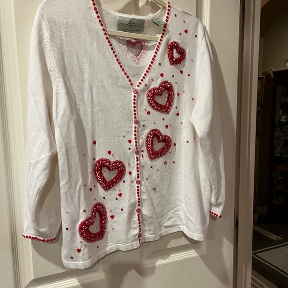 Vintage Design Options White and red san Valentín Themed Sweater Size L - Picture 5 of 6